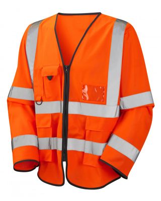 Hi-Vis Long Sleeve Executive ID Jerkin Orange Hi-Vis Long Sleeve Executive ID Jerkin Orange