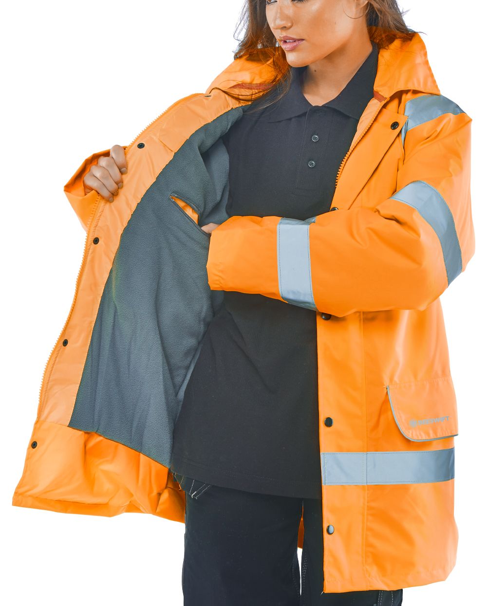 Hi-Vis Fleece Lined Traffic Jacket Orange