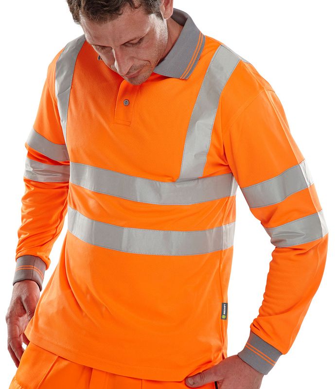 Long Sleeve Hi-Vis Polo Shirt Orange
