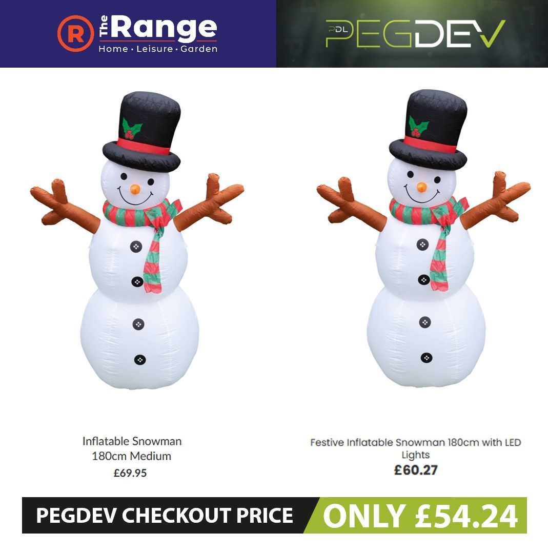 Festive Inflatable Snowman 180cm with LED Lights