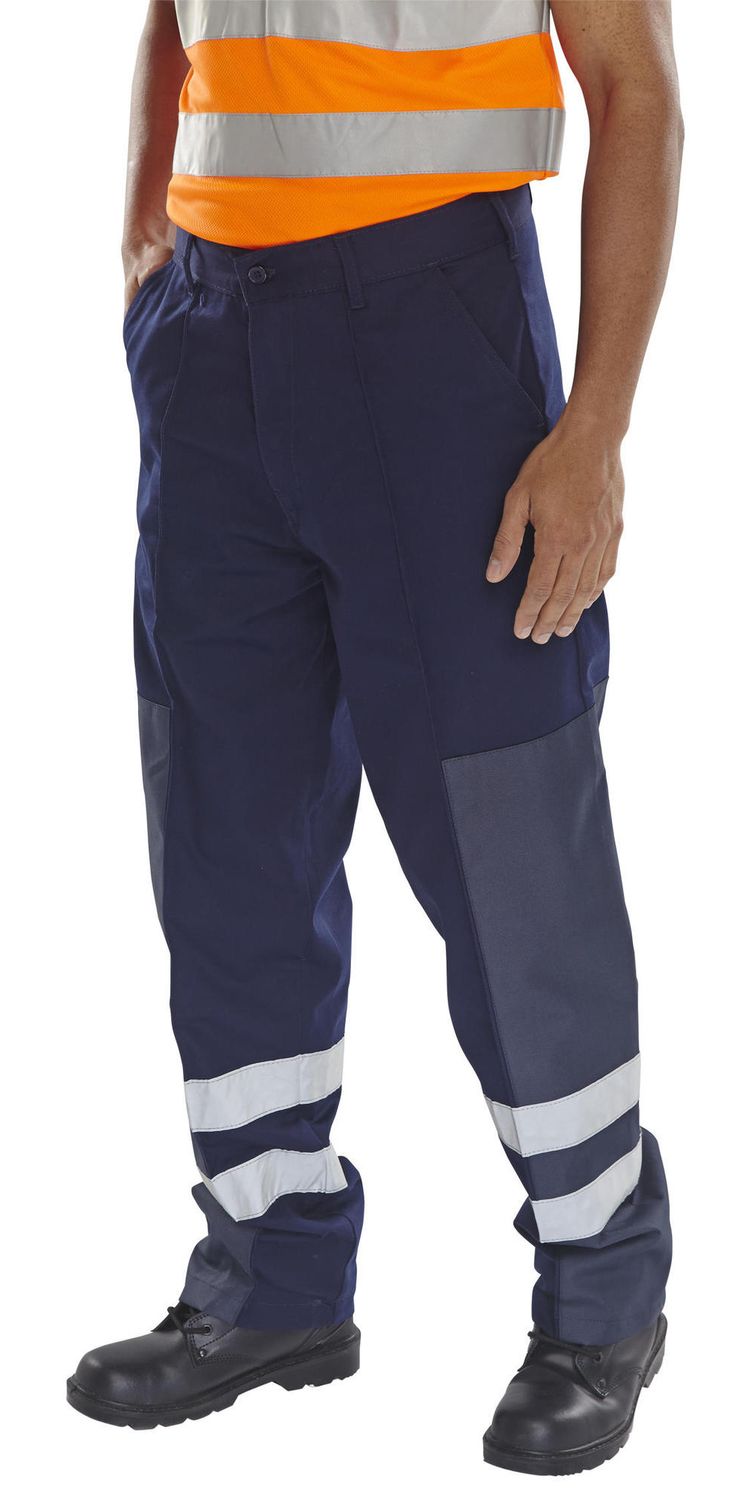 Poly Cotton Nylon Patch Trousers (Navy Blue)