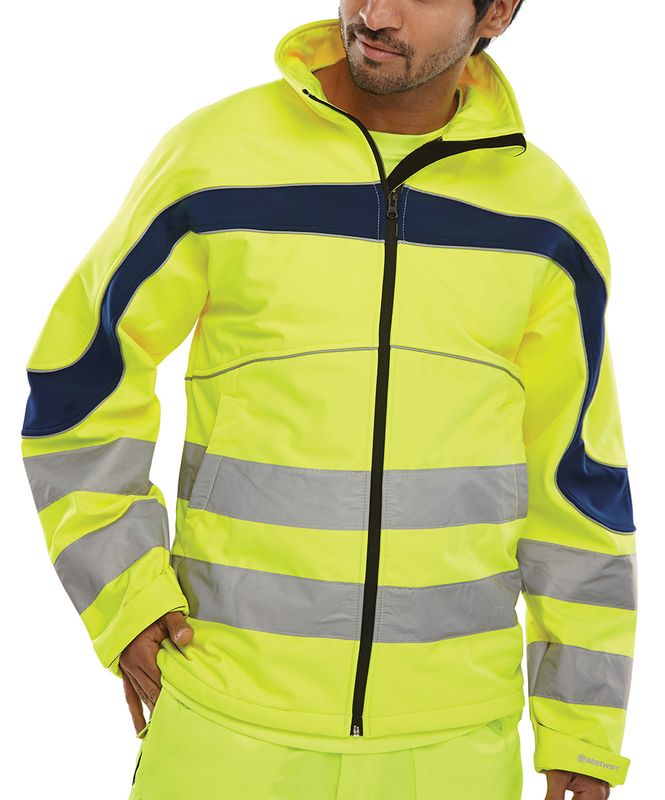 Eton Hi-Vis Soft Shell Jacket (Saturn Yellow / Navy)
