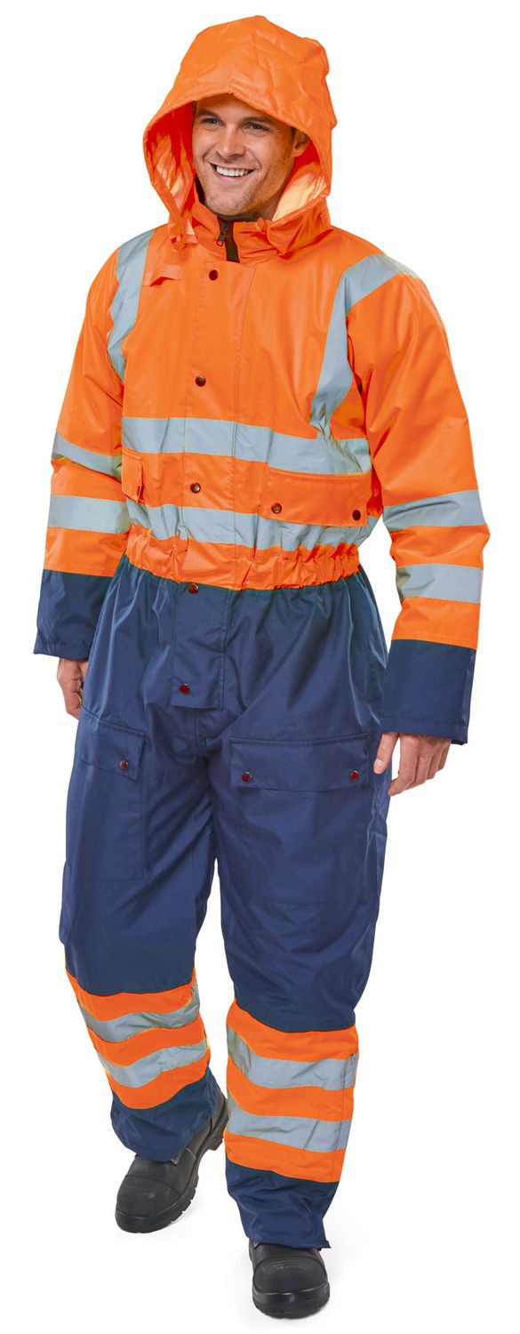 Thermal Two-Tone Hi-Vis Waterproof Overall (Orange / Navy)