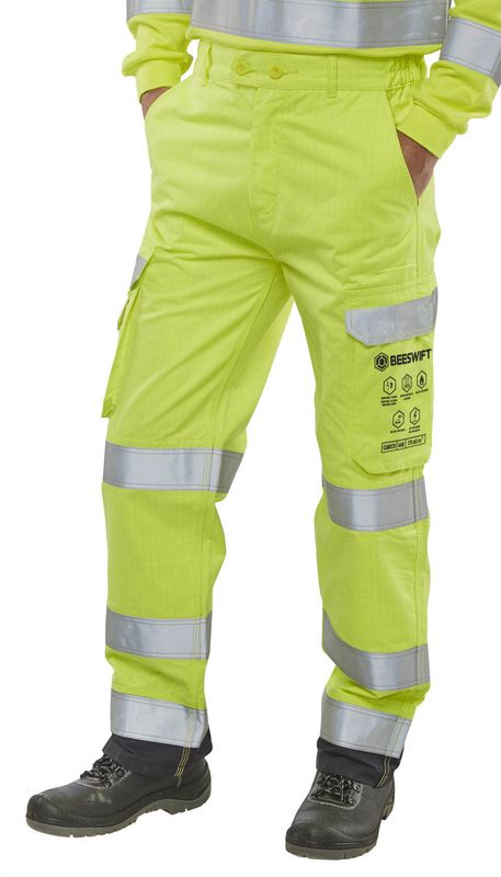 Arc Compliant Hi-Vis Trousers (Saturn Yellow / Navy)