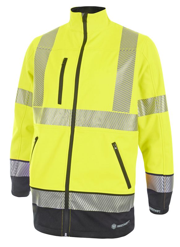 Deltic Hi-Vis Two-Tone Soft Shell Jacket (Saturn Yellow / Navy)
