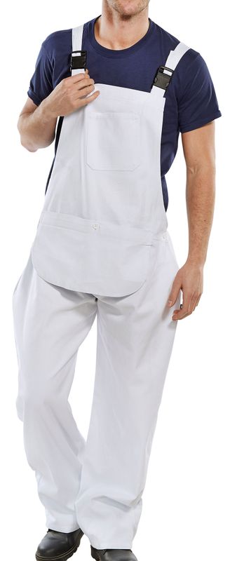 Cotton Drill Bib and Brace (White)