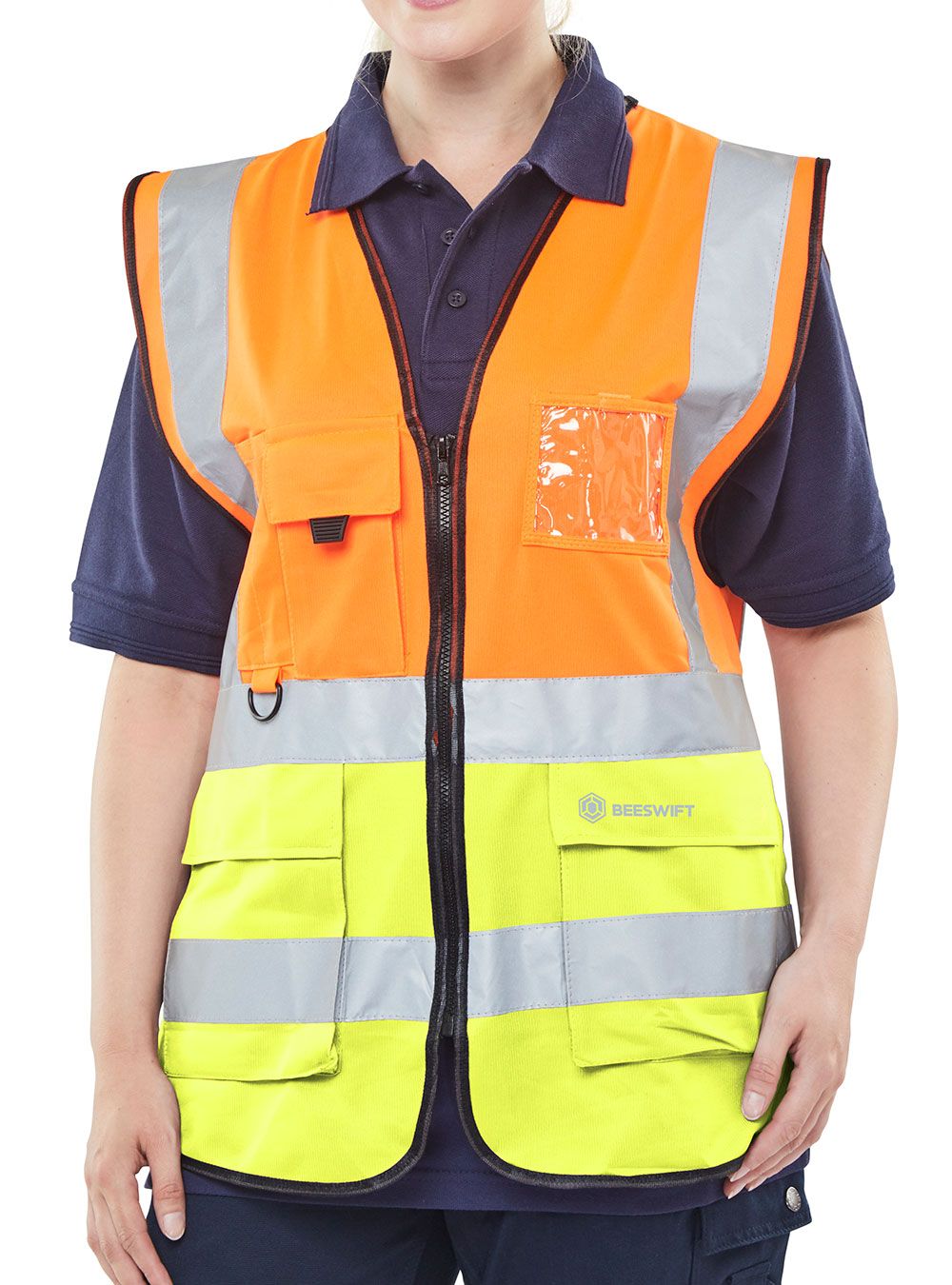 Hi-Vis Two Tone Executive ID Vest (Orange / Saturn Yellow)