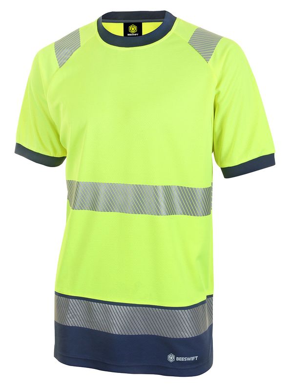 Deltic Hi-Vis Two-Tone Short Sleeve T-Shirt (Saturn Yellow / Navy)