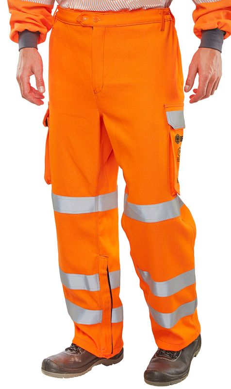 Arc Compliant Hi-Vis Rail Spec Trousers (Orange)