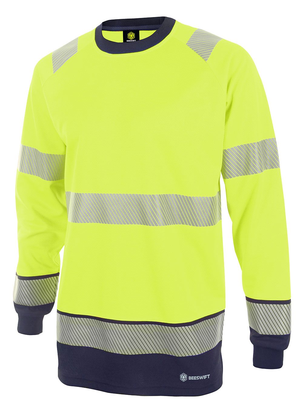 Deltic Hi-Vis Two-Tone Long Sleeve T-Shirt (Saturn Yellow / Navy)