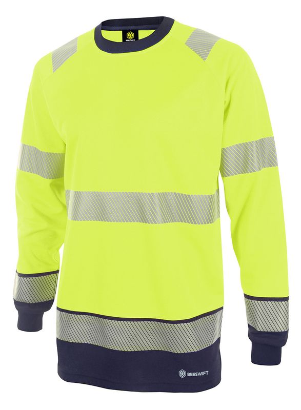 Deltic Hi-Vis Two-Tone Long Sleeve T-Shirt (Saturn Yellow / Navy)