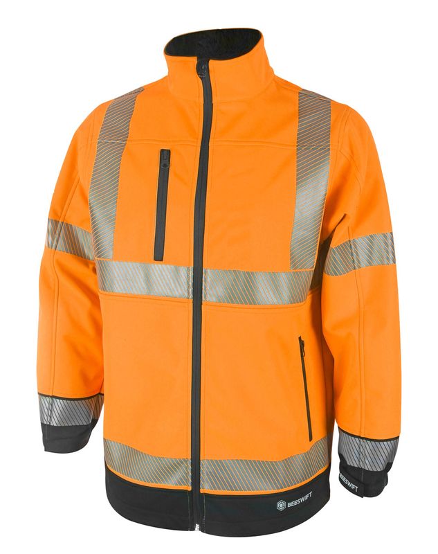 Deltic Hi-Vis Two-Tone Soft Shell Jacket (Orange / Black)