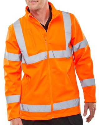 Hi-Vis Soft Shell Lightweight Rail Spec Jacket (Orange)