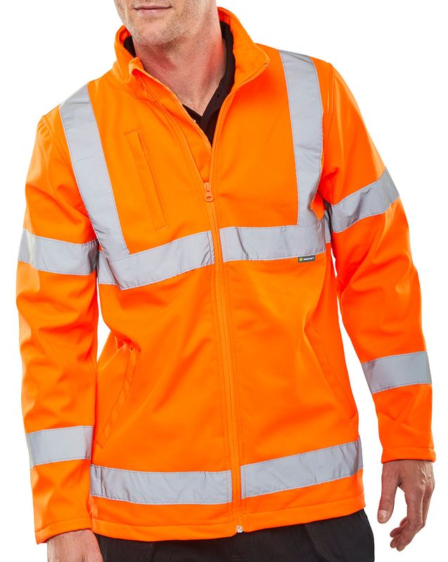Hi-Vis Soft Shell Lightweight Rail Spec Jacket (Orange)