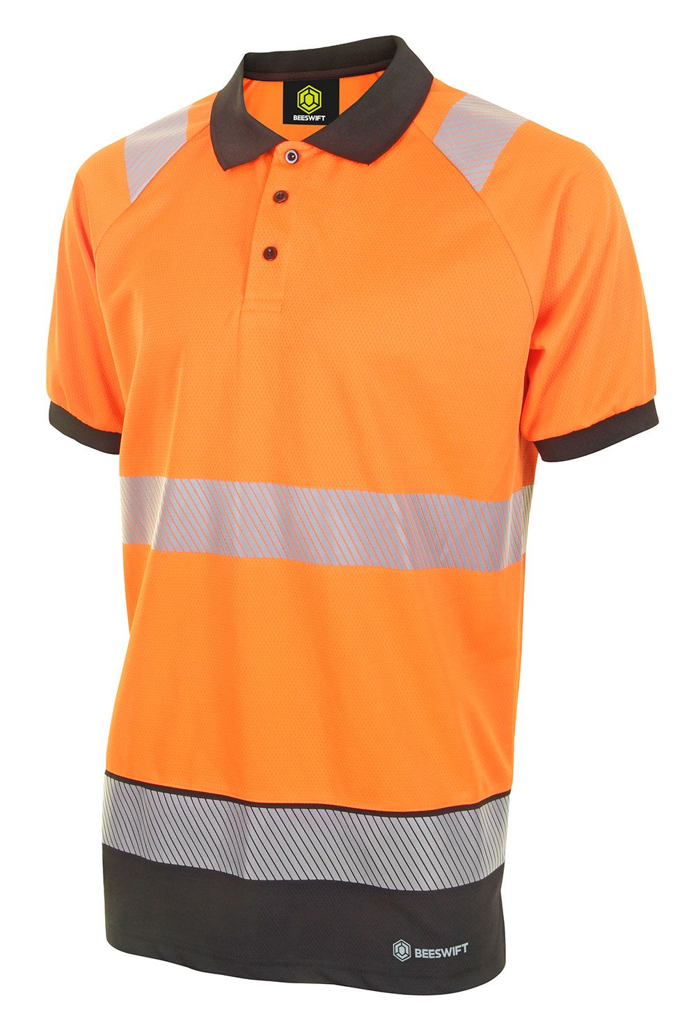 Deltic Hi-Vis Two Tone Short Sleeve Polo Shirt (Orange / Black)