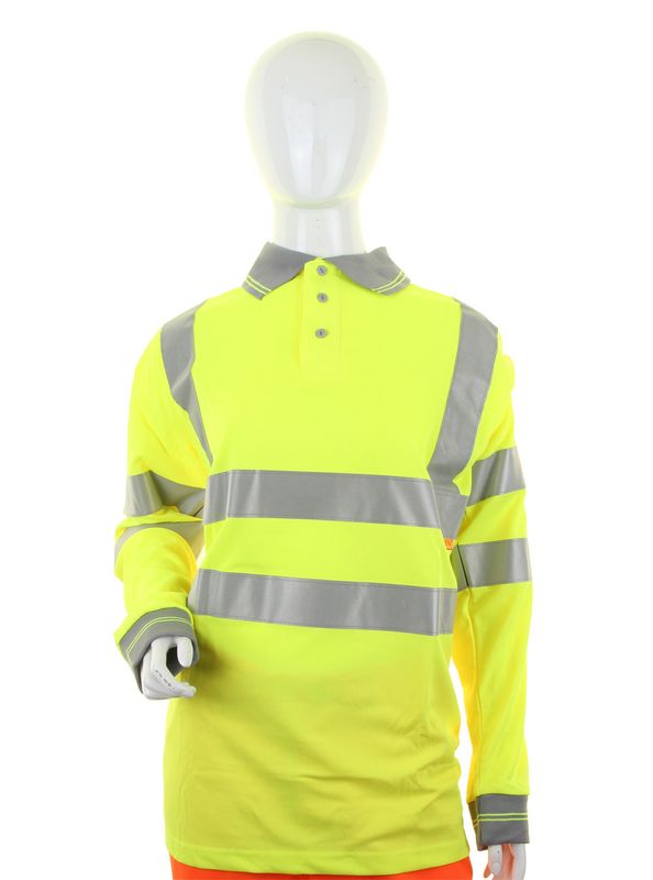 Ladies Hi-Vis Long Sleeve Polo Shirt (Saturn Yellow)