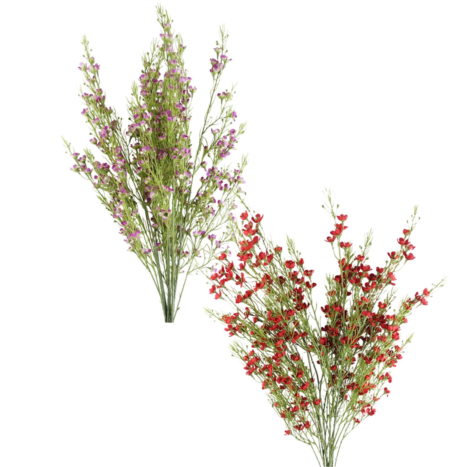 Pack of 6 x 100cm Artificial Flower Stems with Small Silk Flowers � Choice of Red or Purple