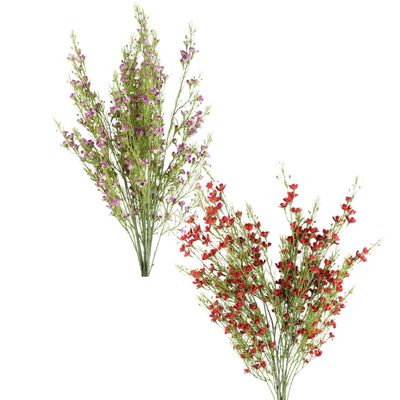 Pack of 6 x 100cm Artificial Flower Stems with Small Silk Flowers � Choice of Red or Purple