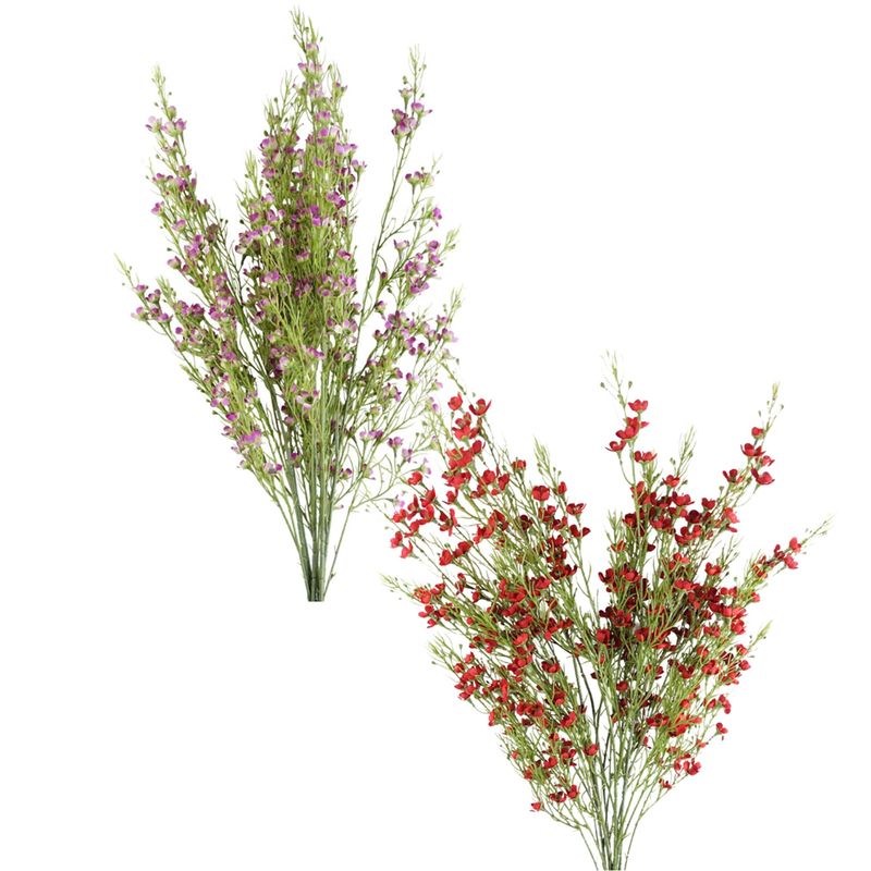 Pack of 6 x 100cm Artificial Flower Stems with Small Silk Flowers � Choice of Red or Purple