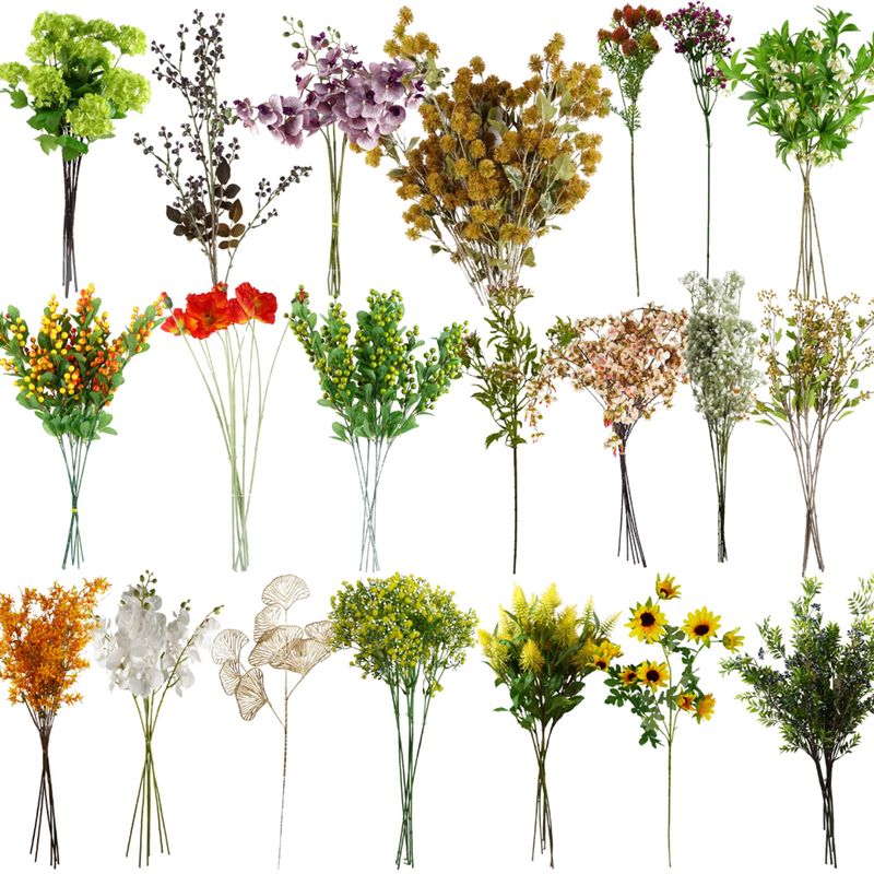 Artificial Foliage for Bouquets Pack of 6 – Choice of Colours & Styles Including Blossom, Berries, Orchids & More