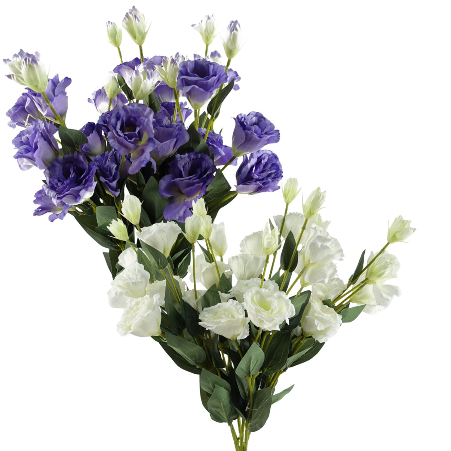 Pack of 6 x 80cm Artificial Wild Rose Stems with 36 Silk Flowers in White or Purple