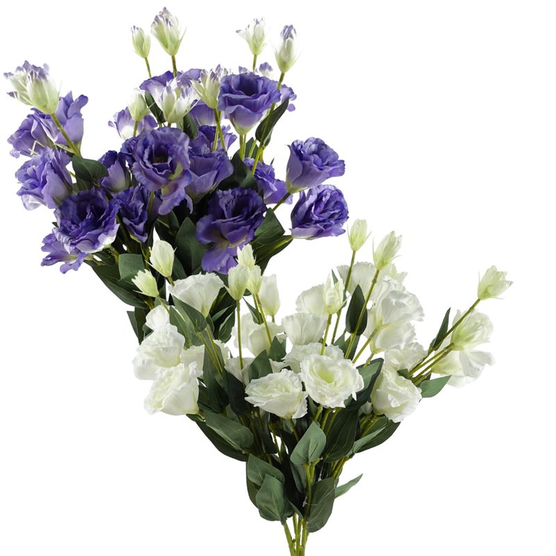 Pack of 6 x 80cm Artificial Wild Rose Stems with 36 Silk Flowers in White or Purple
