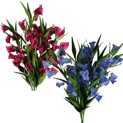Pack of 6 x 100cm Trumpet Artificial Flower Stems � Silk Flowers with Wired Stems � Available in Fuchsia Pink or Blue