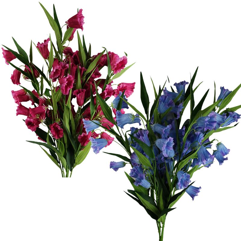 Pack of 6 x 100cm Trumpet Artificial Flower Stems � Silk Flowers with Wired Stems � Available in Fuchsia Pink or Blue