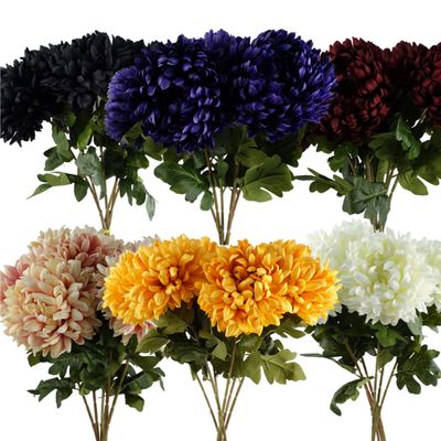 Pack of 6 Extra Large 75cm Reflex Chrysanthemums � Artificial Silk Flowers in Red, Purple, Black, Pink, White or Gold