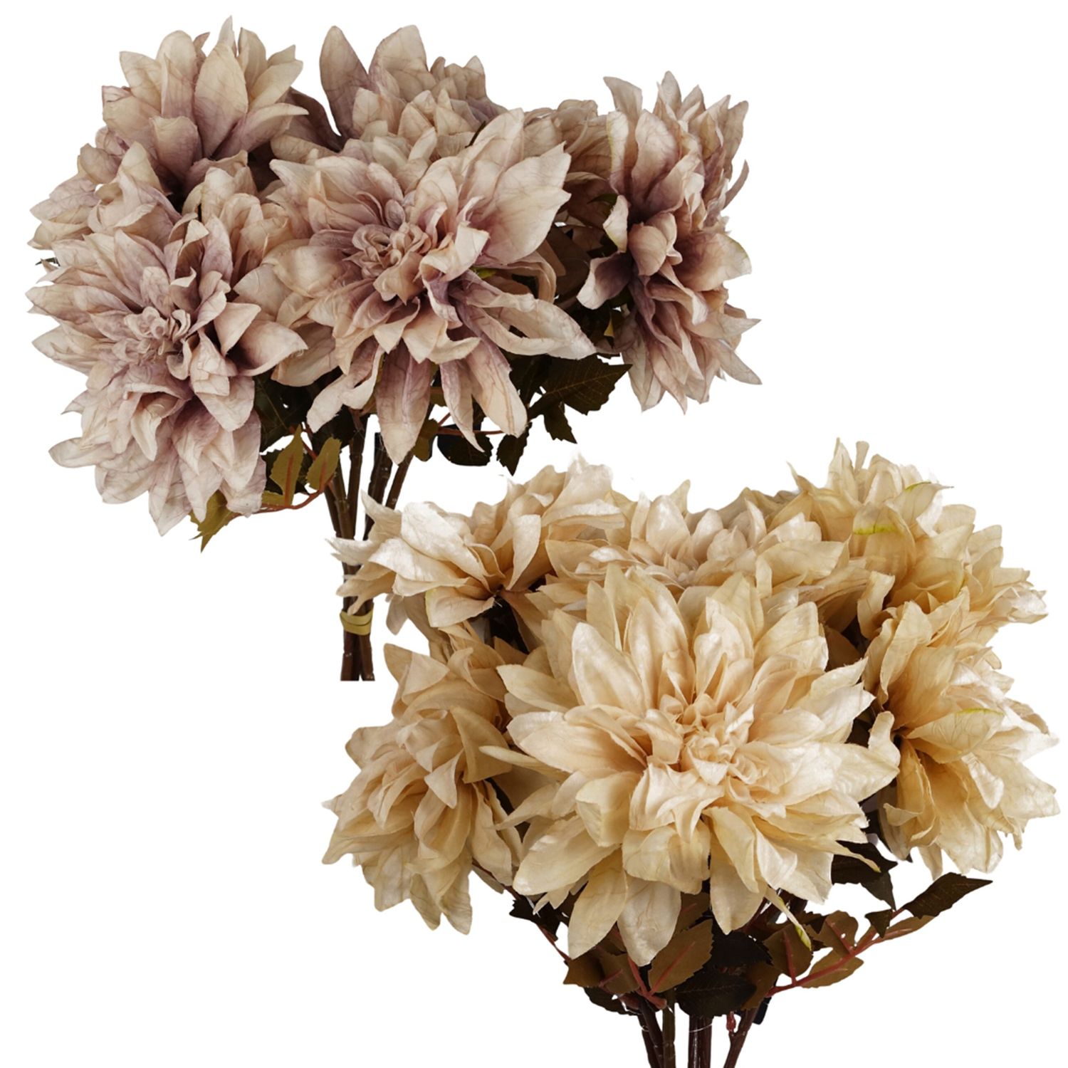 Pack of 6 Artificial Dahlia Flower Stems 55cm Silk Flowers Wired Stems Home Wedding Decoration Choice of Dusty Cream or Dusty Pink