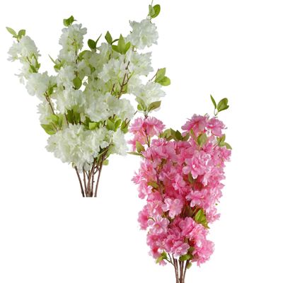 Pack of 6 x 100cm Artificial Blossom Stems White or Pink Silk Flowers