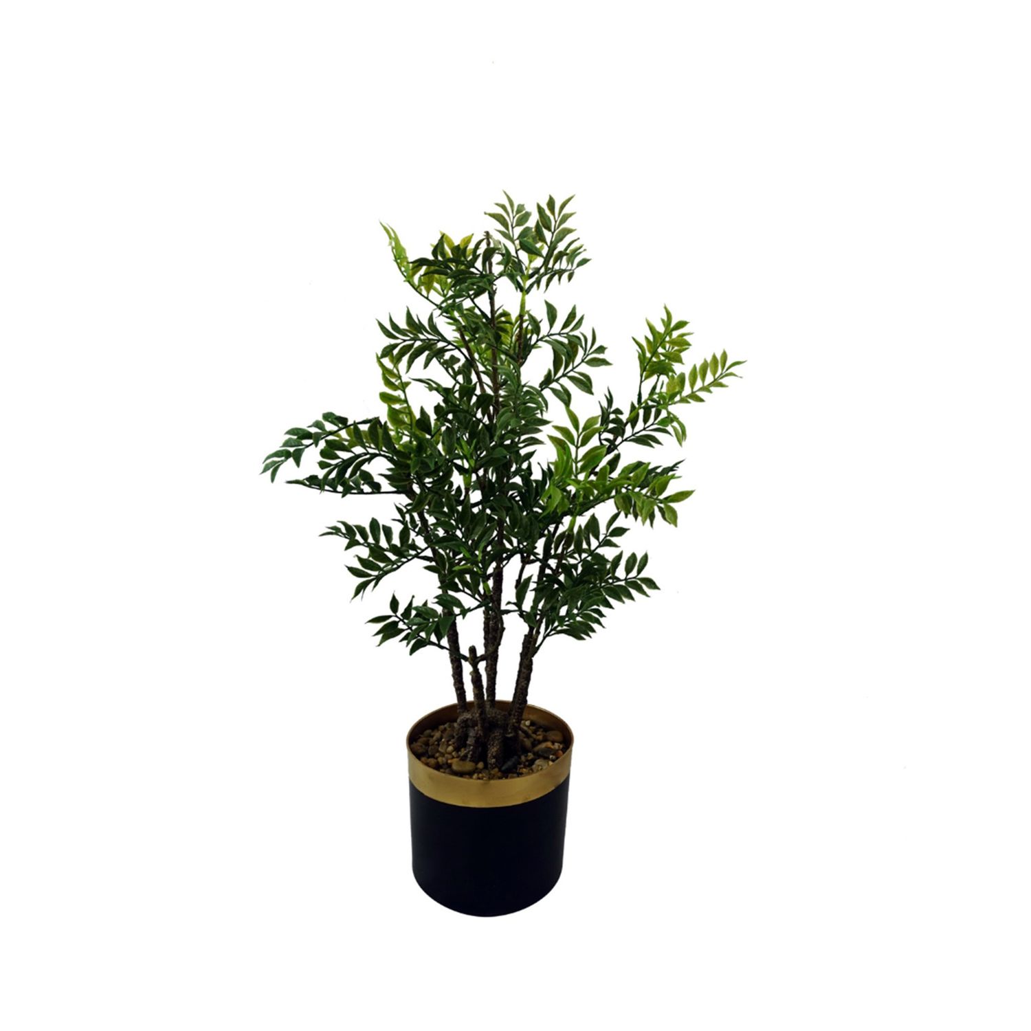 60cm Artificial Nandina Bonsai Ficus Tree Realistic Potted Indoor Plant with Wired Branches and Plastic Leaves for Home or Office
