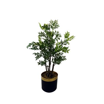 60cm Artificial Nandina Bonsai Ficus Tree Realistic Potted Indoor Plant with Wired Branches and Plastic Leaves for Home or Office