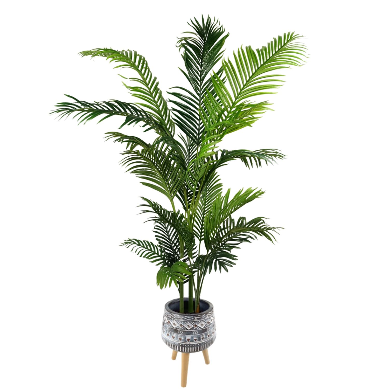 180cm Artificial Palm Tree with Adjustable Stems – Faux Palm Plant in Black Pot, Option for Blue Composite Planter or Zandi Flowers Planter