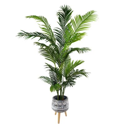 180cm Artificial Palm Tree with Adjustable Stems – Faux Palm Plant in Black Pot, Option for Blue Composite Planter or Zandi Flowers Planter