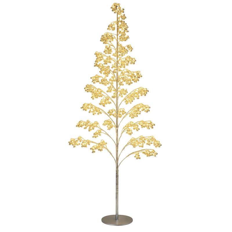 Outdoor LED Christmas Tree 210cm with 1200 Warm White Micro Lights Gold Ball Xmas Decoration Resin Base 5m Cable Outdoor LED Christmas Tree 210cm with 1200 Warm White Micro Lights Gold Ball Xmas Decoration Resin Base 5m Cable