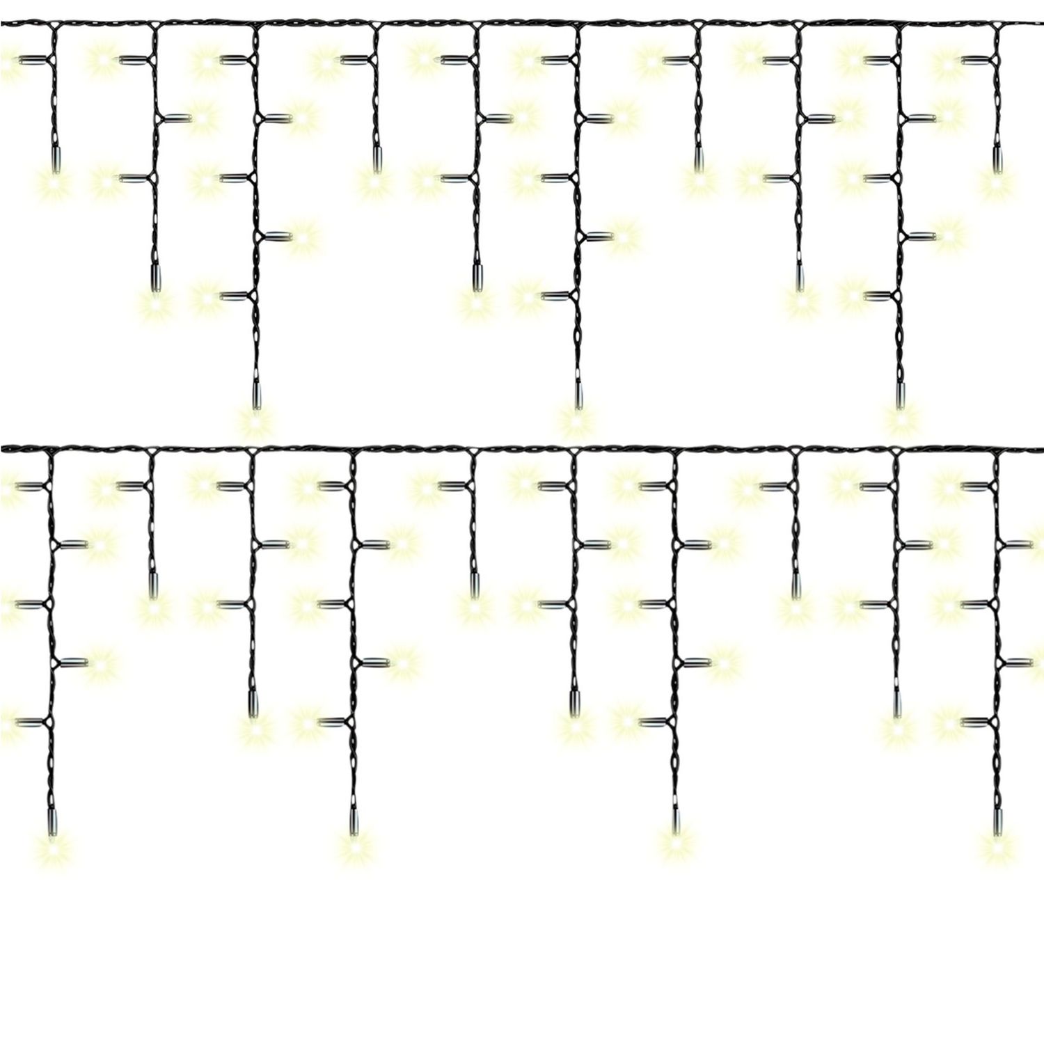 LED Icicle Lights Cool/ Warm White, Black or White Rubber Cable 60/40/20cm Drop