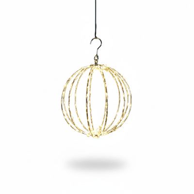30cm Copper Gold Sphere 140 LED Lights Timer 10m Lead Indoor Outdoor Christmas