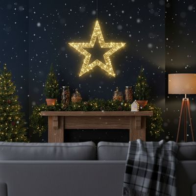 Outdoor Christmas LED Metal Star 100 Warm White Micro Lights Silver 54.5cm Outdoor Christmas LED Metal Star 100 Warm White Micro Lights Silver 54.5cm