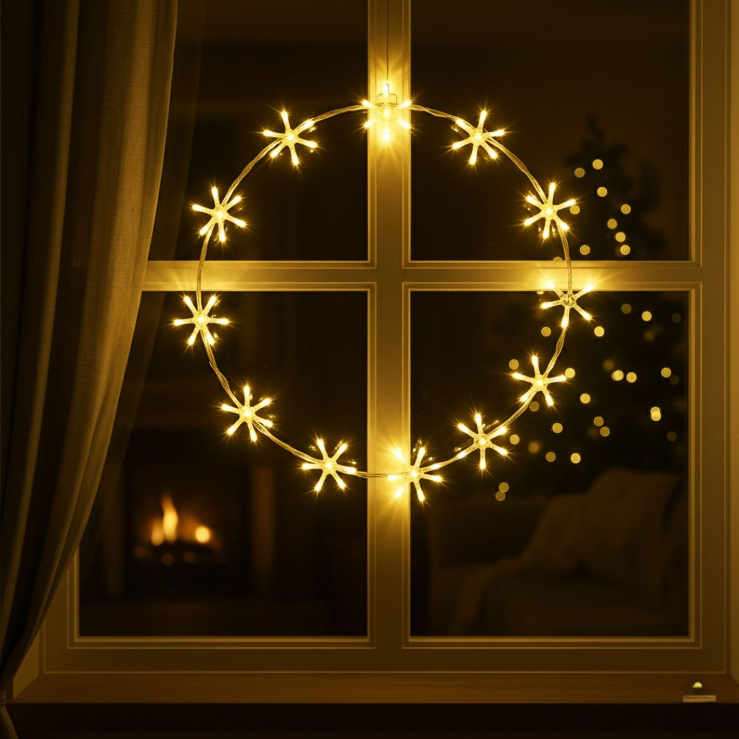 Outdoor Christmas LED Metal Wreath Warm White Lights 3 Sizes 8 Functions Decor