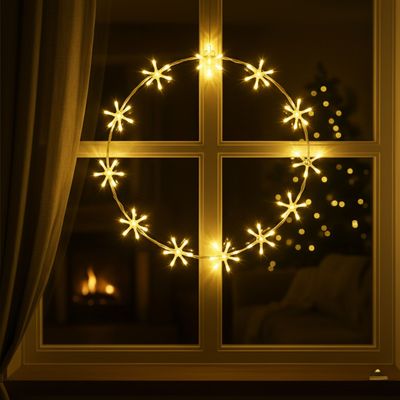 Outdoor Christmas LED Metal Wreath Warm White Lights 3 Sizes 8 Functions Decor Outdoor Christmas LED Metal Wreath Warm White Lights 3 Sizes 8 Functions Decor