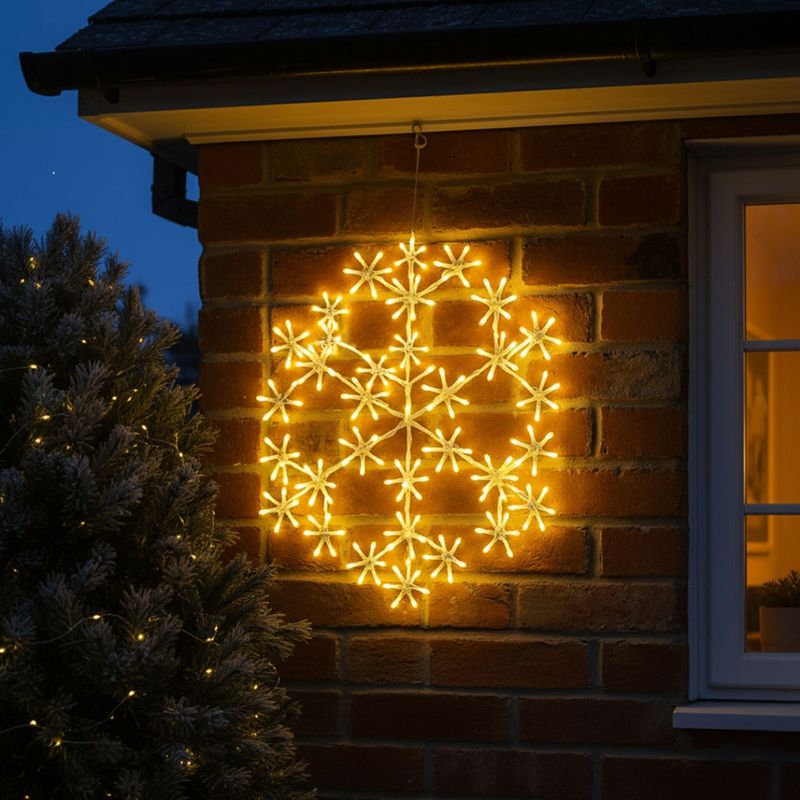 49cm Warm White LED Snowflake 180 LEDs 8 Modes Outdoor Christmas Decoration 3M Cable 49cm Warm White LED Snowflake 180 LEDs 8 Modes Outdoor Christmas Decoration 3M Cable