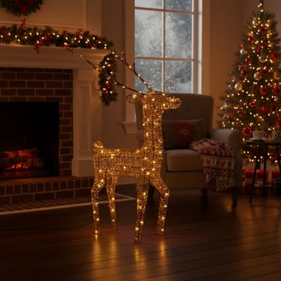 61cm Outdoor Metal Deer Christmas Decoration with 200 Warm White LEDs Black PVC Rope Festive Garden Patio Contemporary Design 61cm Outdoor Metal Deer Christmas Decoration with 200 Warm White LEDs Black PVC Rope Festive Garden Patio Contemporary Design