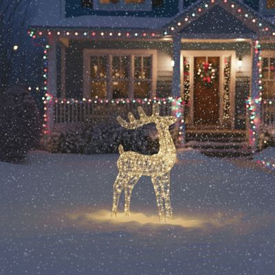 78cm Outdoor Metal Silver Deer with 450 Warm White LEDs Christmas Floor Standing Decoration with 5m Cable and Ground Pegs 78cm Outdoor Metal Silver Deer with 450 Warm White LEDs Christmas Floor Standing Decoration with 5m Cable and Ground Pegs