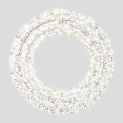 Christmas Pre Lit Micro LED Wreath with Timer, 70x9cm, Cool White, 1200 Micro LEDs, 5m Lead, Indoor/Outdoor