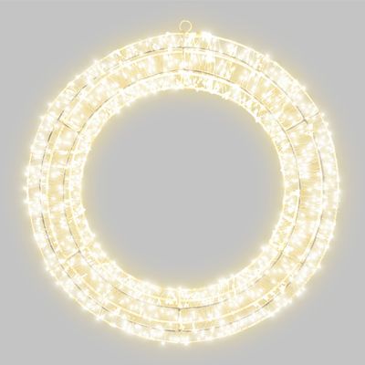 Elegant Christmas Wreath Pre-Lit LED Decoration with 1440 Warm White LEDs, 50cm, 5m Lead, Timer, White Wire Frame – Indoor & Outdoor Use