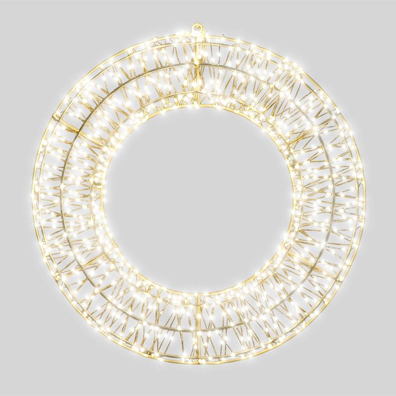 Christmas Pre Lit Micro LED Wreath with Timer, 70x9cm, Warm White, 1200 Micro LEDs, 5m Lead, Indoor/Outdoor Christmas Pre Lit Micro LED Wreath with Timer, 70x9cm, Warm White, 1200 Micro LEDs, 5m Lead, Indoor/Outdoor