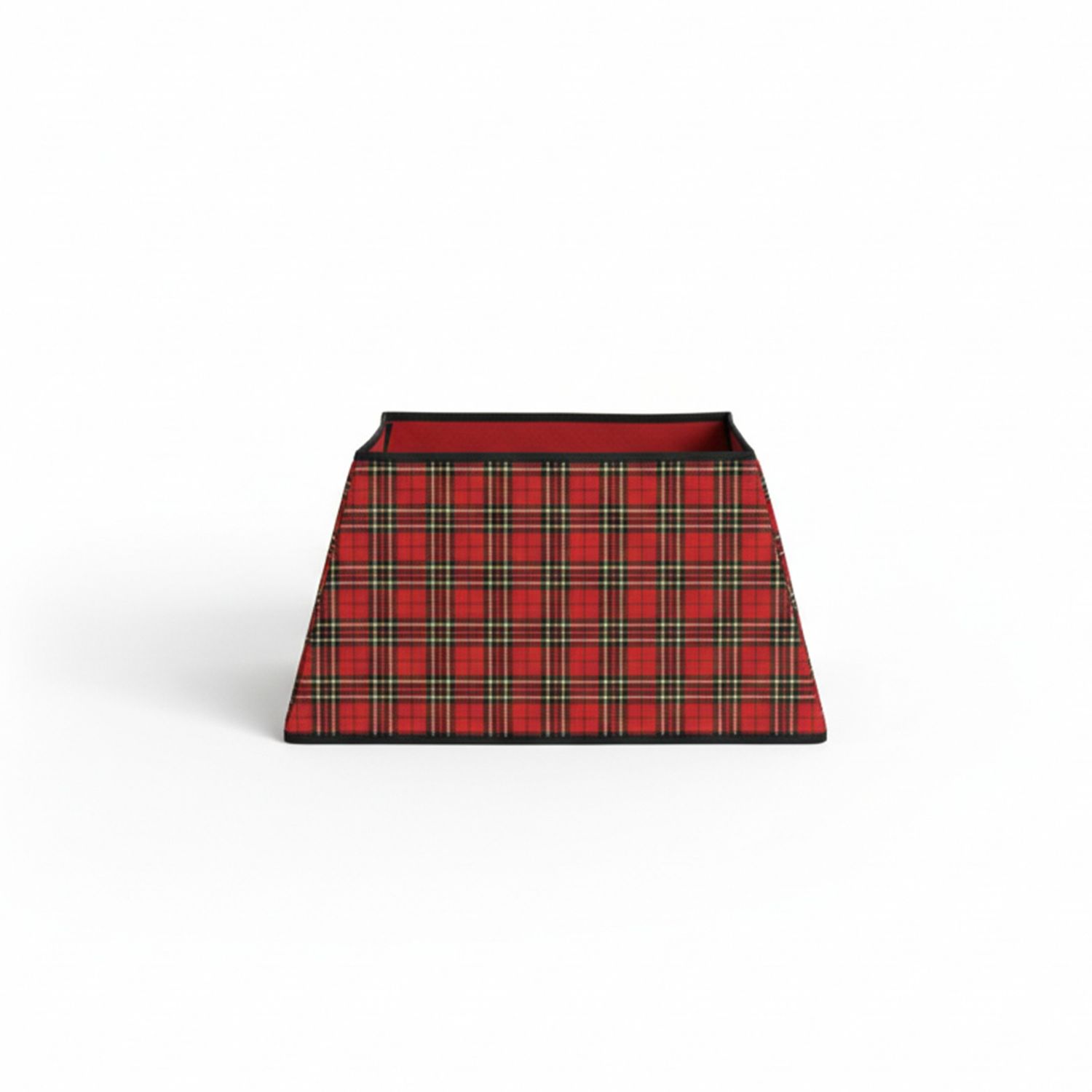 Red Tartan Christmas Tree Skirt Decorative Base Cover with Hook and Loop Fastening Folds Flat for Easy Storage