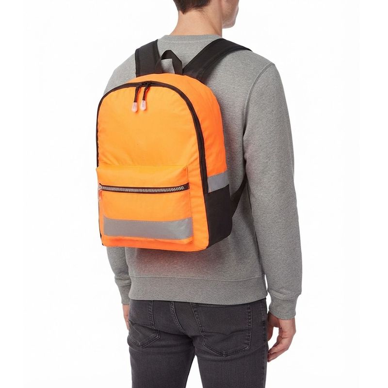 Hi Vis Orange Workwear Backpack 18L Reflective Rucksack with Padded Straps