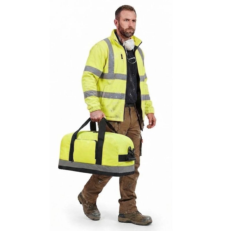 Hi Vis Yellow Workwear Holdall 50L Reflective Work Bag with Shoulder Strap